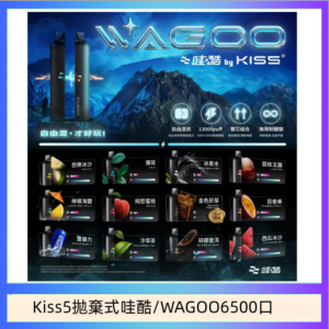 WAGOO哇酷Kiss5 6500口拋棄式 | 自由混搭雙口味 | 雙芯組合